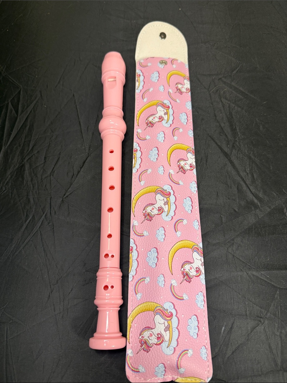 Kids Pink Plastic Recorder with Unicorn Carry Case - Beginner Music Toy